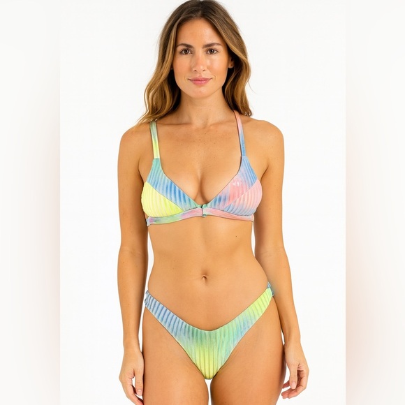 NWT Dippin Daisy’s rainbow velvet carnival bikini top seaport thong size  XS set - Picture 1 of 9